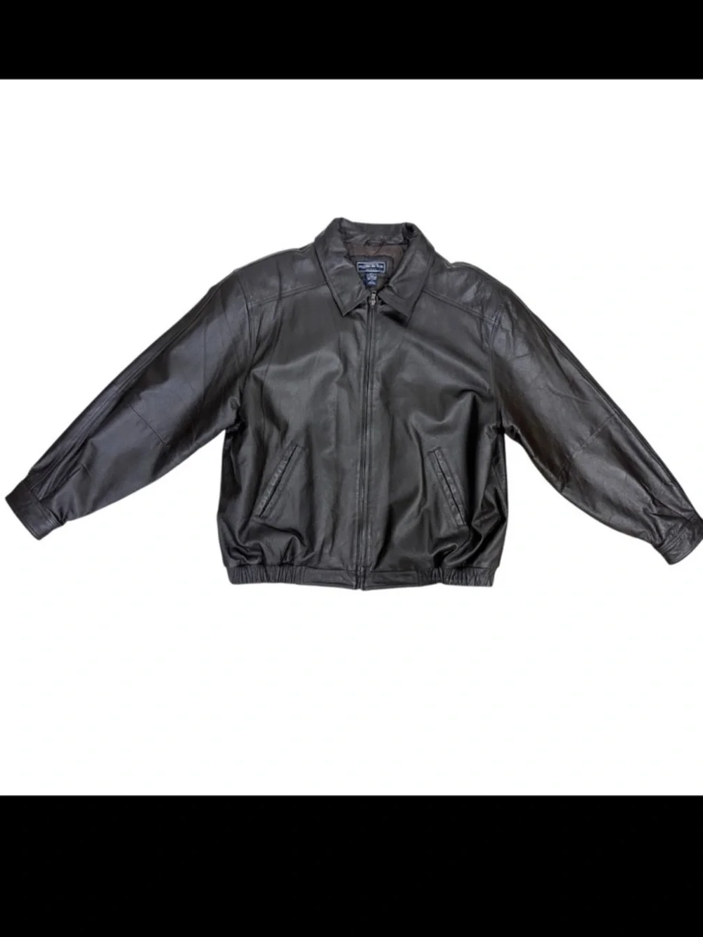 Vintage 90s Black Genuine Leather Bomber Jacket XL Mens Oversized Streetwear